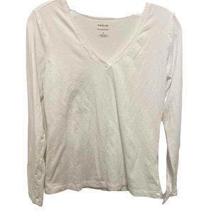 Banana Republic Timeless Tee Women's White Long Sleeve Shirt Size Small
